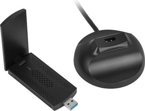 Actual product image Lanberg BEZPRZEWODOWA KARTA SIECIOWA WIFI NC-3000-WI USB 3.0 AX3000 TRI-BAND 2 WEWNĘTRZNE ANTENY