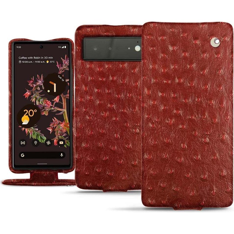 Noreve Lederschutzhülle vertikal (Google Pixel 6), Smartphone Hülle, Rot