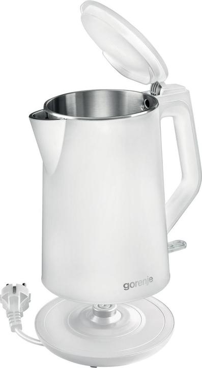 Produktbild Gorenje K15DWW Electric, 2200 W, 1.5 L, Plastic + metal, 360° rotational base, Baltas (1.50 l)
