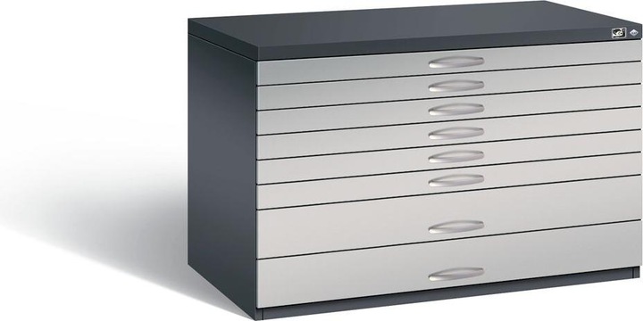 Immagine prodotto C+P Archivio per disegni, UNI A1, 8 cassetti, altezza 760 mm, grigio nerastro /