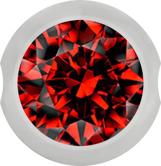 Produktbild Star Piercing Ball Closure Kugel silber mit Kristall rot (Chirurgenstahl 316L)