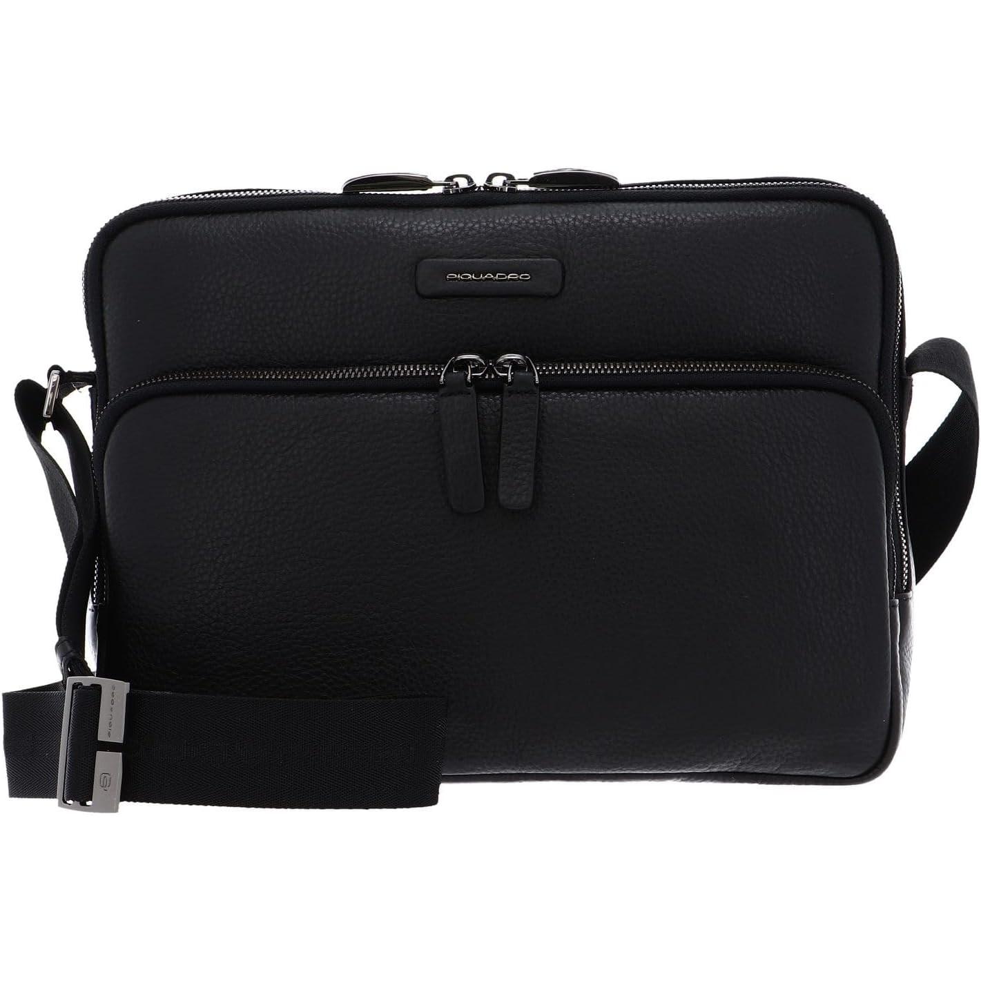 Piquadro Uomo Nero Uomini, Borsetta, Tracolla In Pelle Con Due Scomparti Interni,