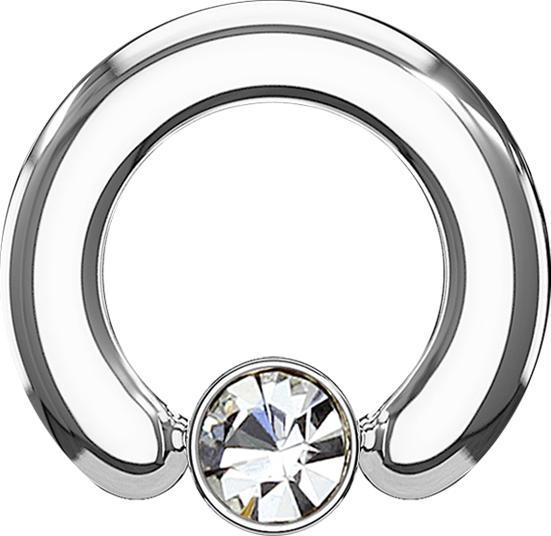 Produktbild Star Piercing Closure Ring silber Scheibe Kristall silber (Chirurgenstahl 316L, ohne Messing)