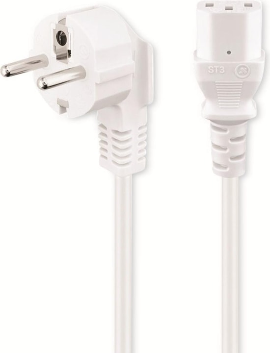 Goobay Cavo di collegamento del dispositivo freddo angolato, 3 m, bianco (3 m)
