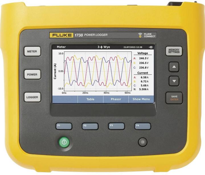 Fluke 1738/EUS Registratore di potenza, analizzatore di rete (CAT III 1000V, CAT IV 600V, Multimetro portatile)