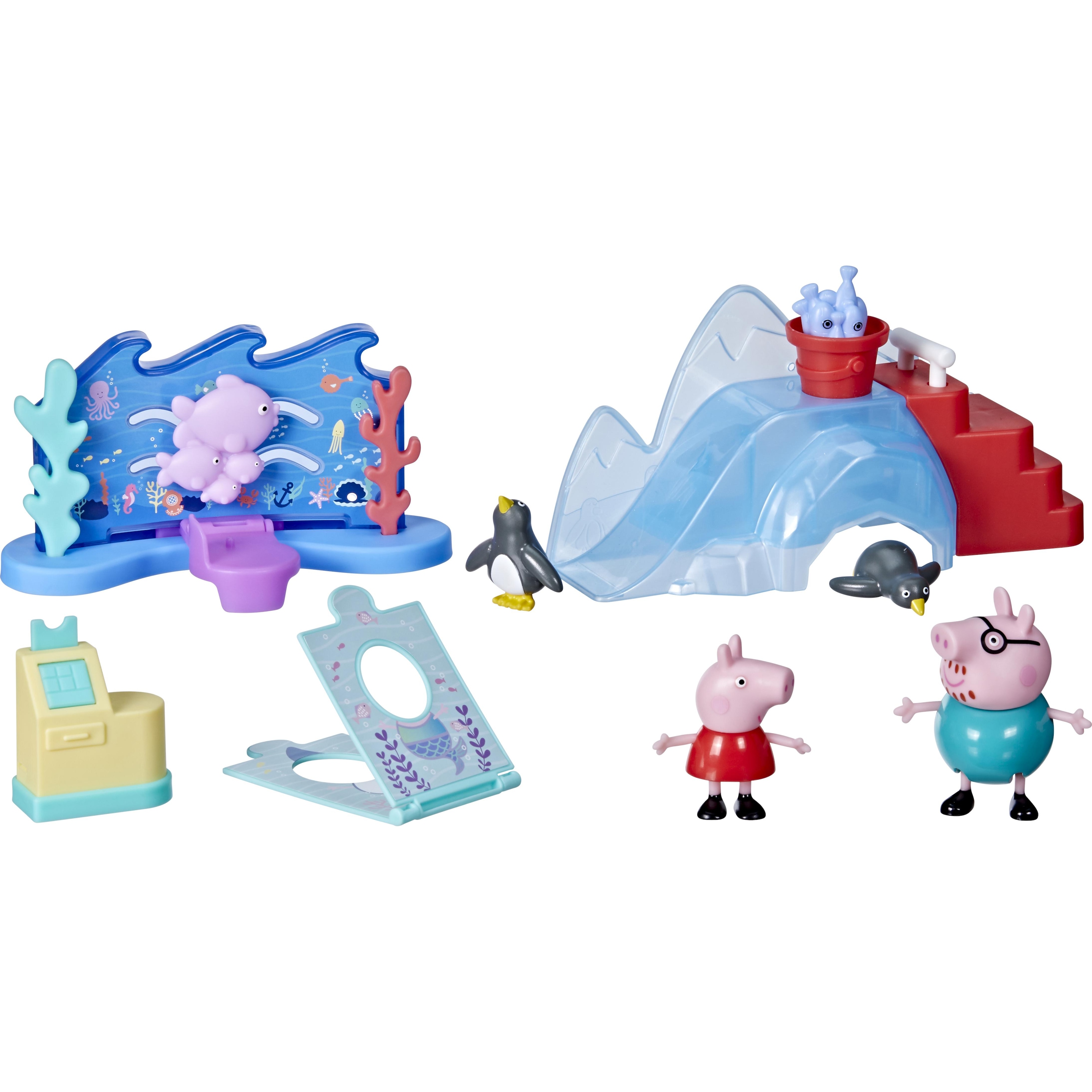 Hasbro Peppa’s Adventures Peppa im Meeresmuseum, Vorschulspielzeug mit 4 Figuren und 4 Accesso...