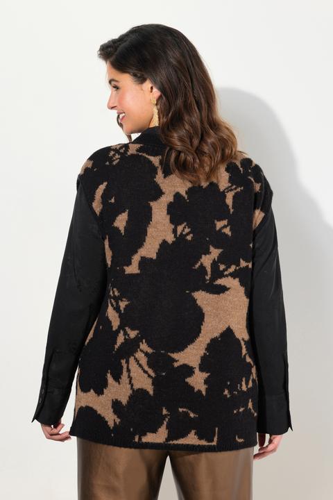 Produktbild Ulla Popken Pullunder, Jacquard-Muster, V-Ausschnitt, ärmellos (54)