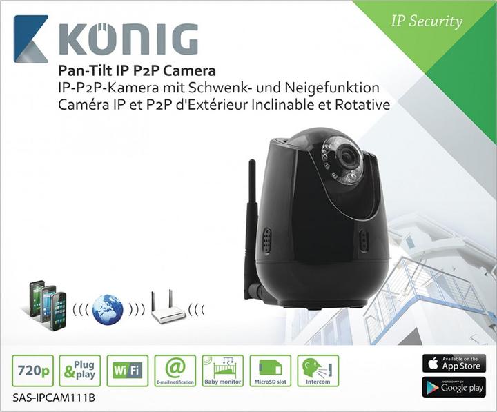 Actual product image König HD Motion IP Camera Indoor 720P Black (1280 x 720 pixels)