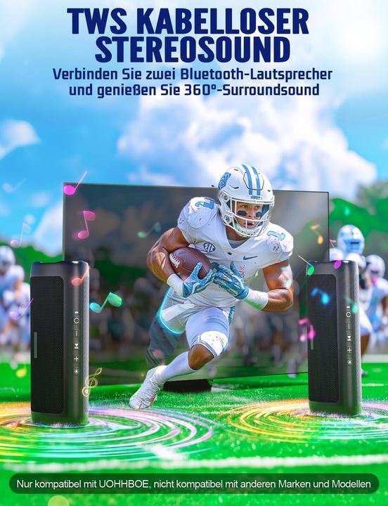 Actual product image Uohhboe Tragbarer Bluetooth-Lautsprecher (24 h, Rechargeable battery operated)