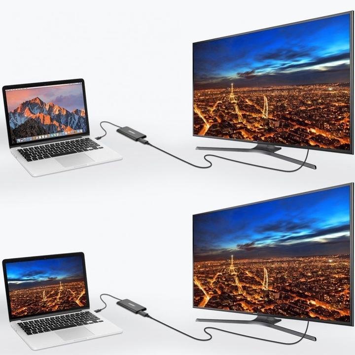 Image du produit Choetech Adaptateur de prise USB Type-C Thunderbolt 3 (40Gbps) vers 2 x DisplayPort 4K 60Hz Noir (USB-C, 8.50 cm)