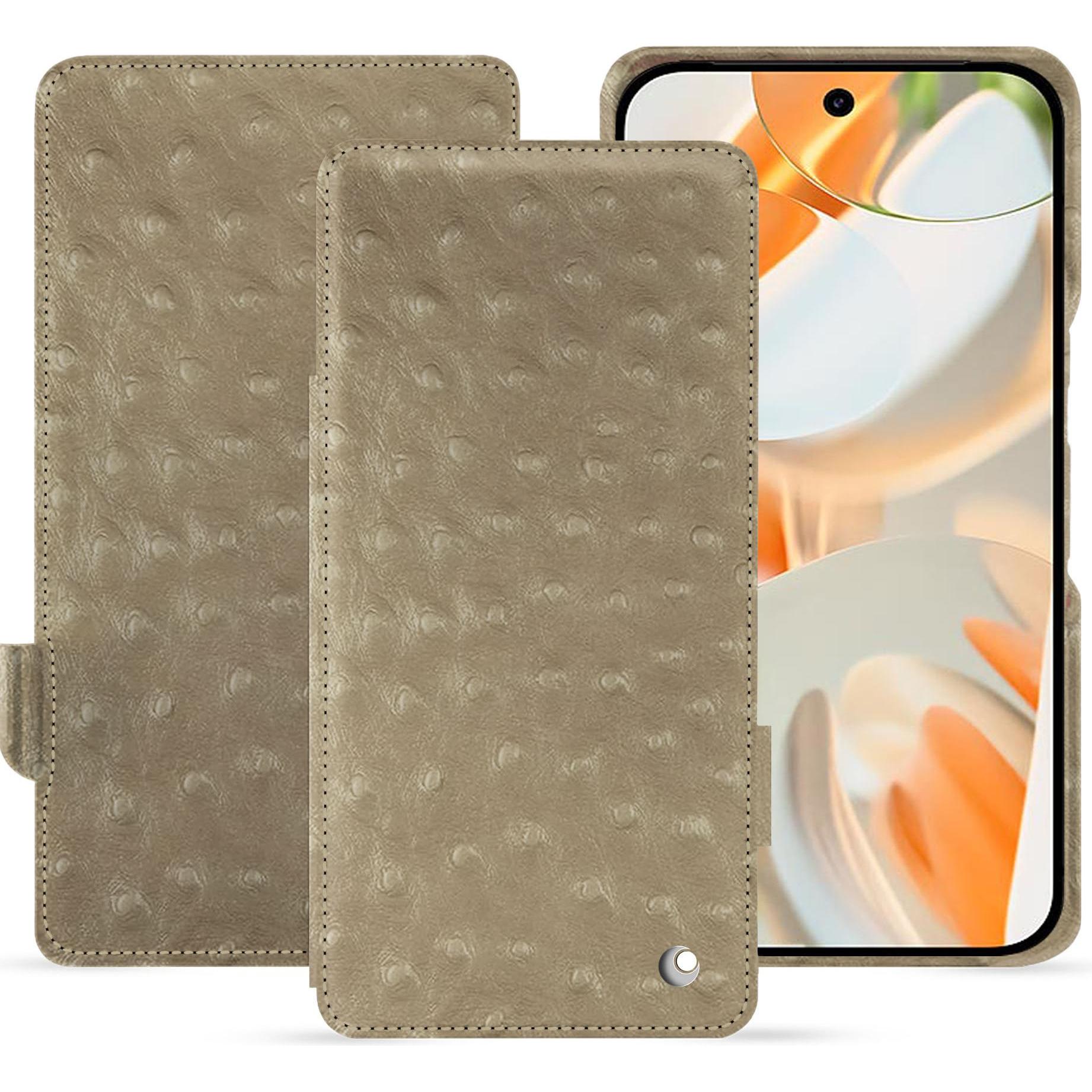 Noreve Lederschutzhülle horizontal (Google Pixel 9 Pro Fold), Smartphone Hülle, Beige