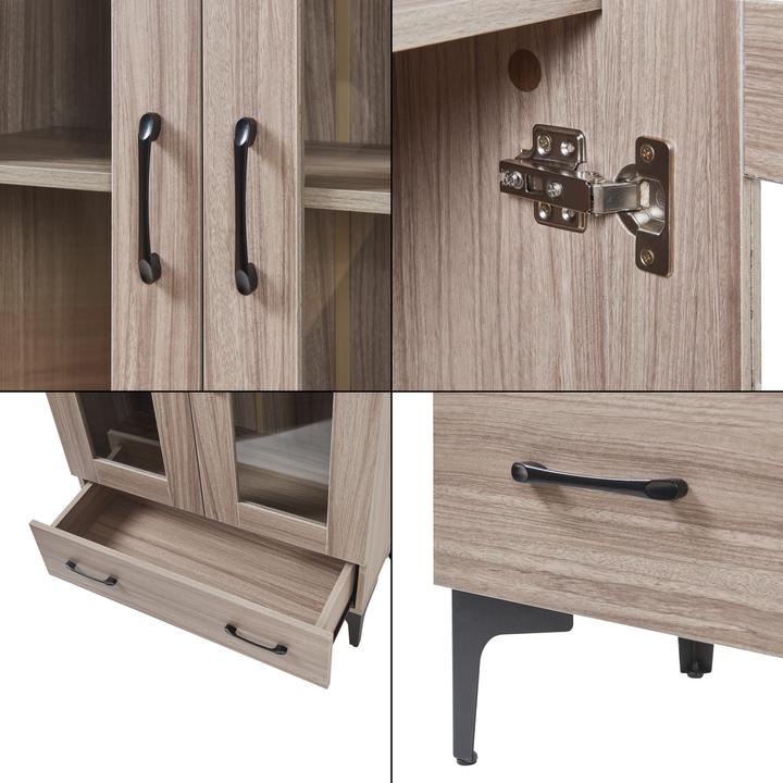 Actual product image En.Casa Vitrinenschrank Søndersø 70x31x115 cm Sonoma-Eichenoptik (70 x 31 x 115 cm)