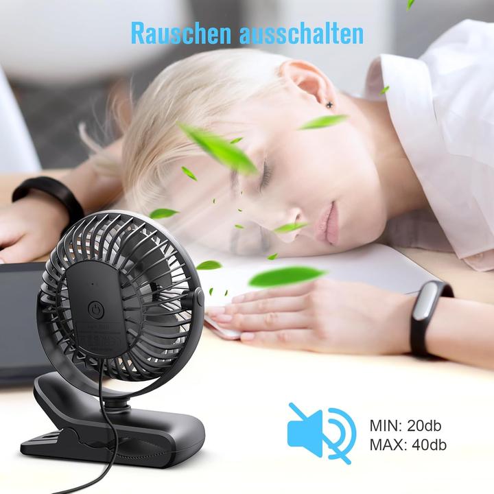 Immagine prodotto Honyin Mini-Ventilator mit Clip (40 dB)