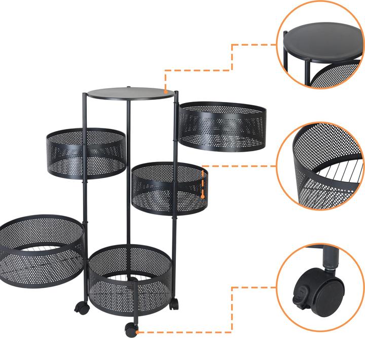 Image du produit Relaxdays Küchenwagen mit drehbaren Fächern