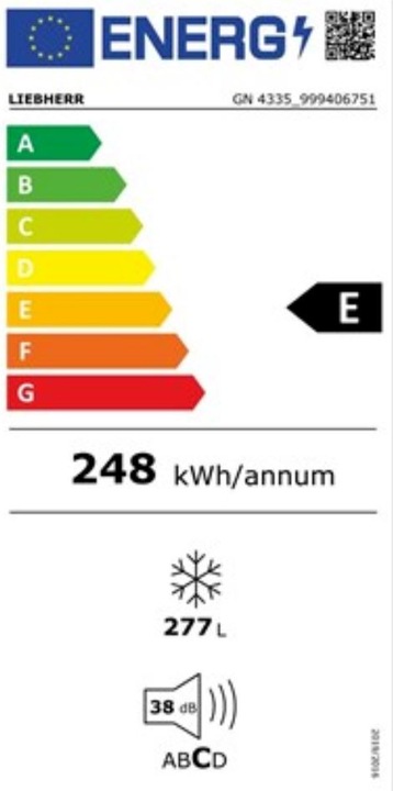 Energie-Label Liebherr GN 4335, Gefrierschrank BluPerformance Nofrost (Freistehend, 268 l)
