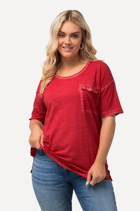 Produktbild Ulla Popken T-Shirt, oversized, Rüschen-Brusttasche, Halbarm (58)
