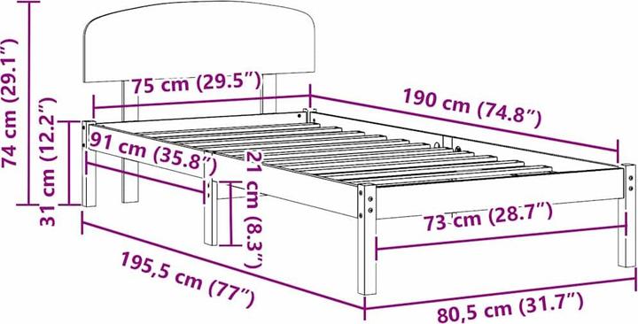 Actual product image vidaXL Bettgestell (75 x 190 cm)