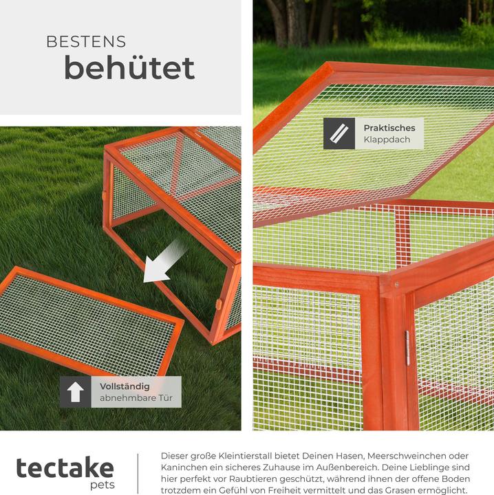 Image du produit tectake Kaninchenstall mit 4 Türen 181x90x48cm