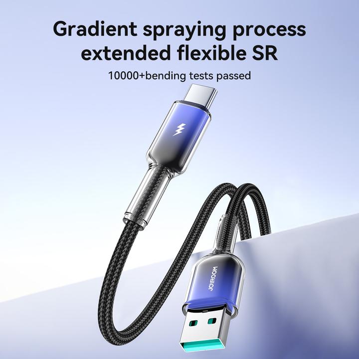 Actual product image Joyroom S-A42 Crystal Clear Series Fast Charging Data Cable USB-A to Type-C 3A 1.2m Black (1.20 m)