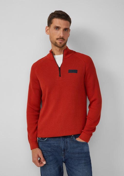 Produktbild s.Oliver Strickpullover Pullover aus Strukturstrick mit Troyer-Kragen (L)