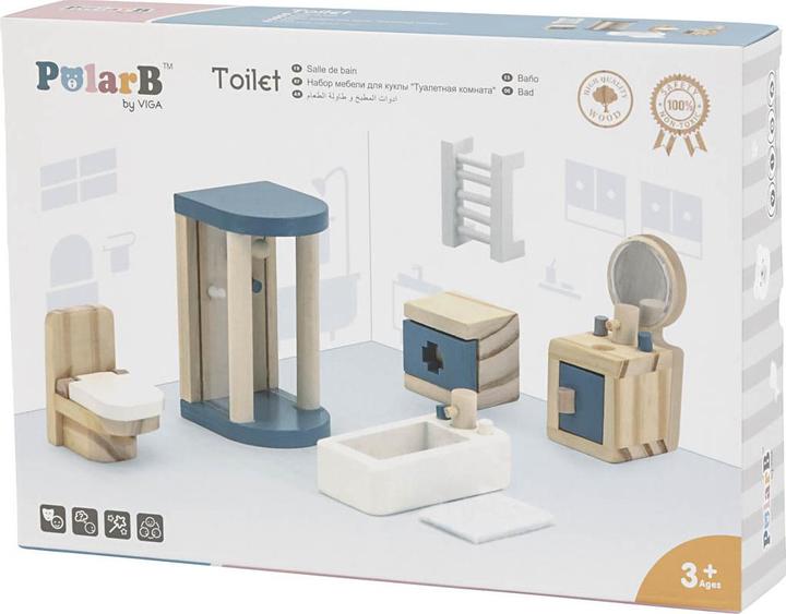Actual product image Viga Toys Doll's House Furniture Set for the Bathroom, VIGA PolarB