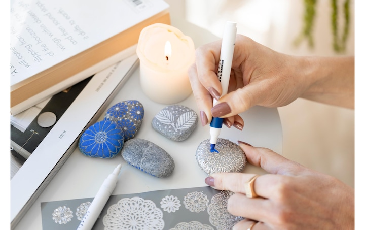 Produktbild Creativ Company Bastelset Steine bemalen Blau