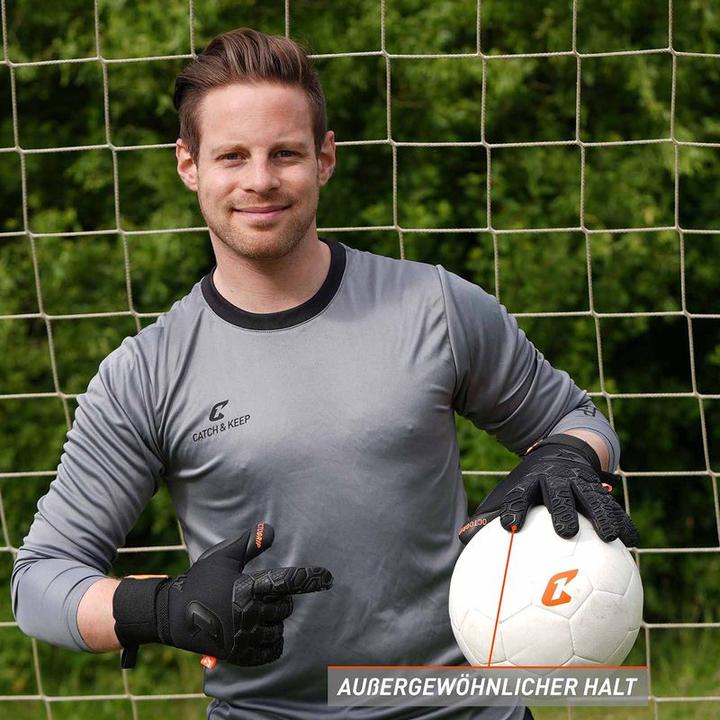 Produktbild Catch & Keep Fussballhandschuhe Fly Dark Soul Gr. 6 Schwarz Torwart Keeper Goalie Handschuhe (6)