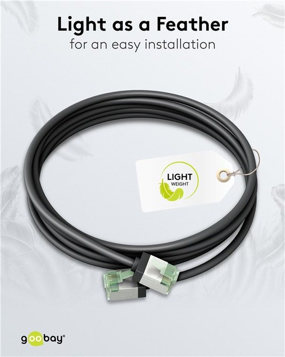 Image du produit Goobay Câble patch CAT 8.1 ultra flexible, slim, U/FTP, noir (U/FTP, CAT8.1, 0.15 m)