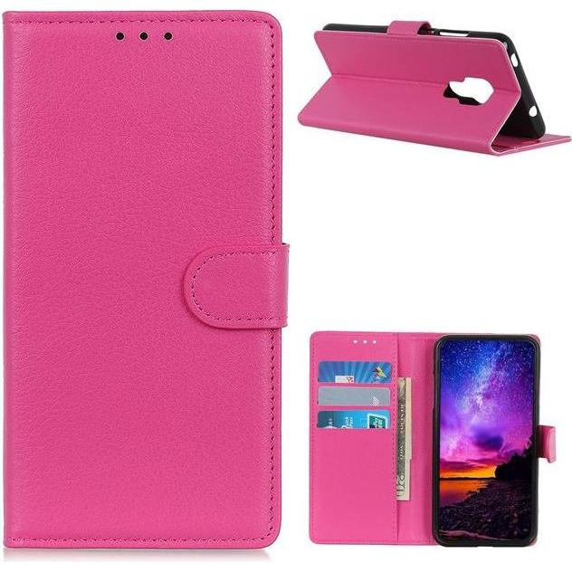 Thumbnail - MU Classic Litchi Leder Bookcover Series (Motorola Moto G9 Play), Smartphone Hülle, Rosa