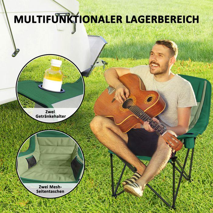 Image du produit Swisshandel24 Campingstuhl faltbarer Gartenstuhl mit Seitentasche, Becherhalter, Grün