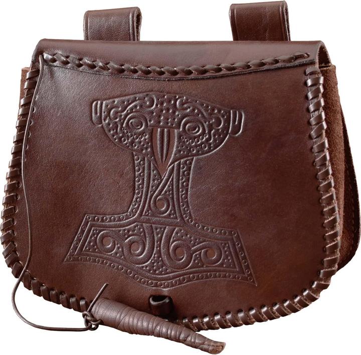Immagine prodotto Battle Merchant Marsupio da cintura in pelle goffrata Thorshammer marrone