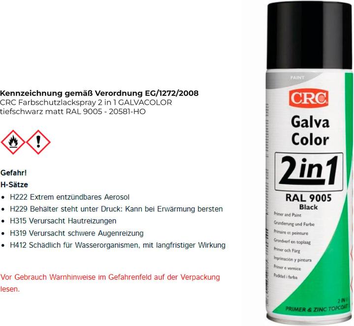 Produktbild CRC Galva Color 2in1 (500 ml, Tiefschwarz (RAL 9005))