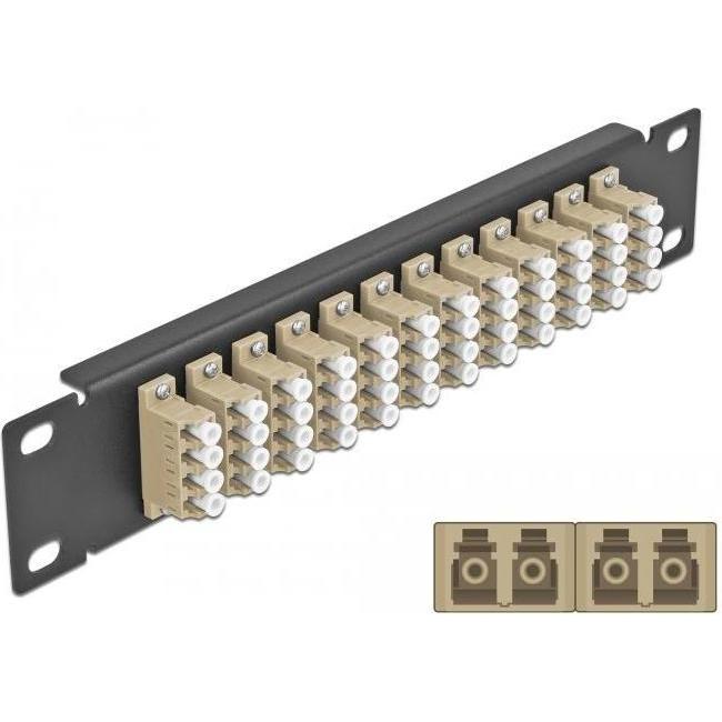 Delock 10? LWL Patchpanel 12 Port LC Quad beige 1 HE schwarz, Server Zubehör, Beige, Schwarz