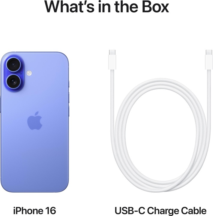 Actual product image Apple iPhone 16 (128 GB, Ultramarine, 6.10", SIM + eSIM, 48 Mpx, 5G)