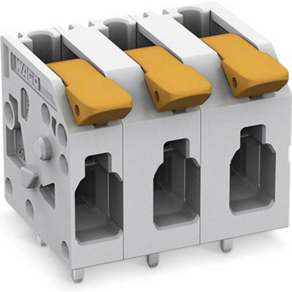 Wago Leiterplattenklemme mit Hebel, Elektronikkabel + Stecker, Grau