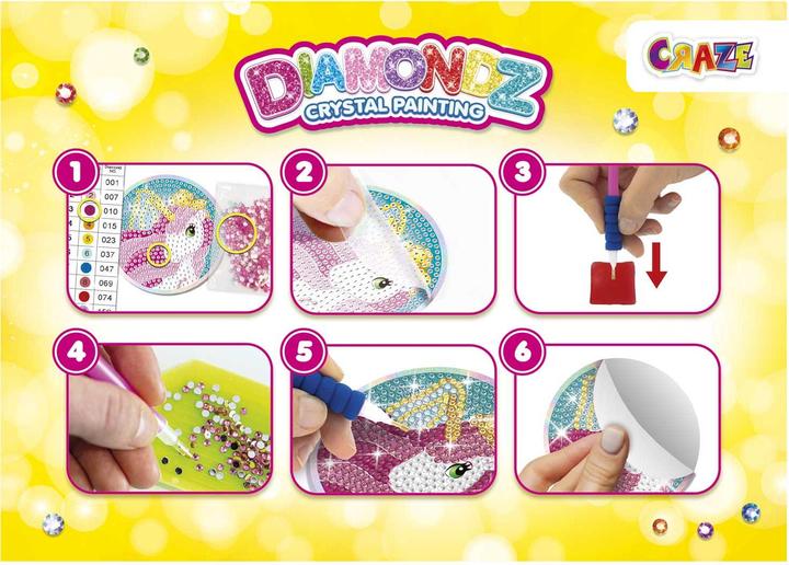 Produktbild Craze DIAMONDZ Starter Set Stickers Galupy Unicorn - Diamond Painting Kinder Aufkleber Set, DIY Diam