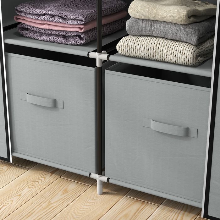 Produktbild Swisshandel24 Stoffschrank Kleiderschrank mit 5 Fächern, Kleiderstange, Garderobe mit Reissverschluss, Faltschrank (83 x 42.5 x 162.5 cm)