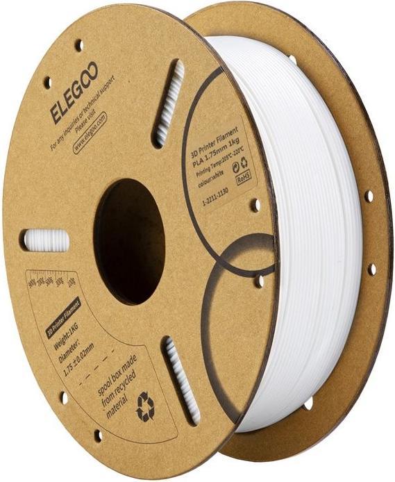 Elegoo PLA Filament (White) (PLA, 1.75 mm, 1000 g, White)