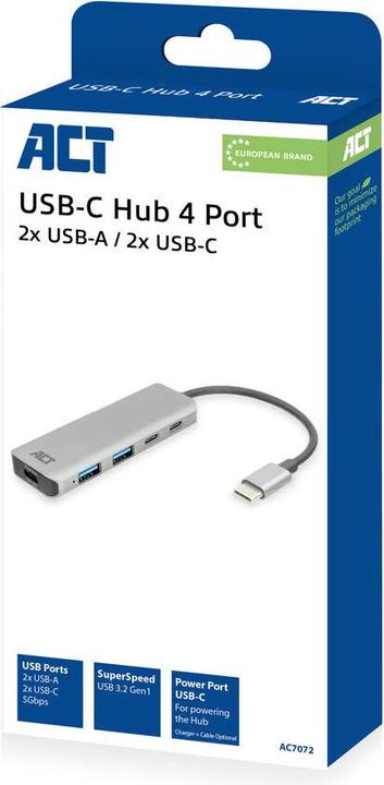 Actual product image ACT USB-C hub 3.0, 2x USB-A, 2x USB-C (USB-C, 4 ports)