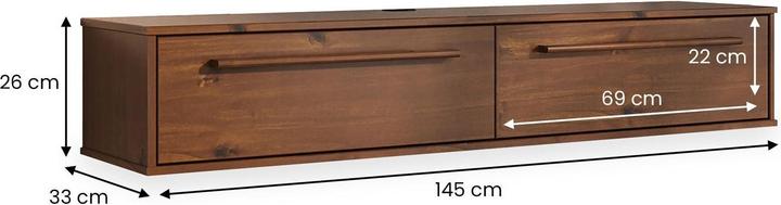 Actual product image IDIMEX Lowboard TECCA 145 cm mit 2 Klappen aus Massivholz - Kastanie farben