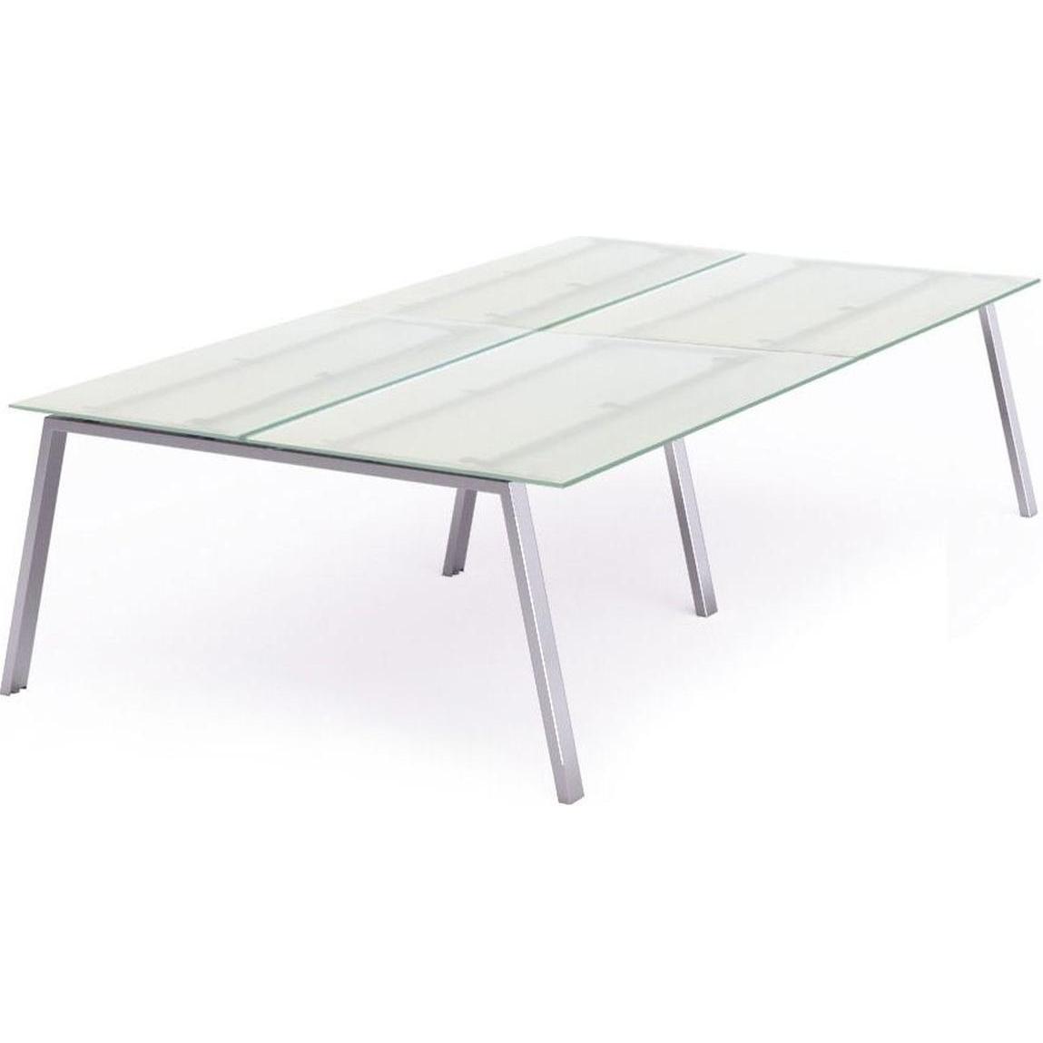 Rocada, Schreibtisch, Mehrfacharbeitstisch Blanca BxTxH 320x163x73cm Gestell verchromt Platte Glas satiniert