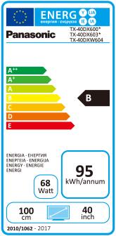 Energie-Label Panasonic Tx-40dxw604 (40", LCD, 4K)
