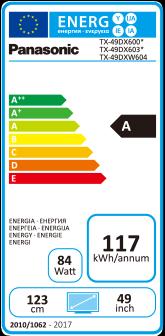Energy Label Panasonic Tx-49dxw604 (49", LCD, 4K)