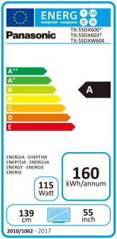 Energy Label Panasonic Tx-55dxw604 (55", LCD, 4K)