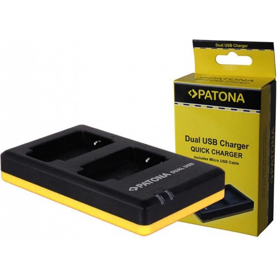 Patona Caricatore doppio NB-11L (Caricabatterie per fotocamere), Alimentatore fotocamera, Nero, Giallo