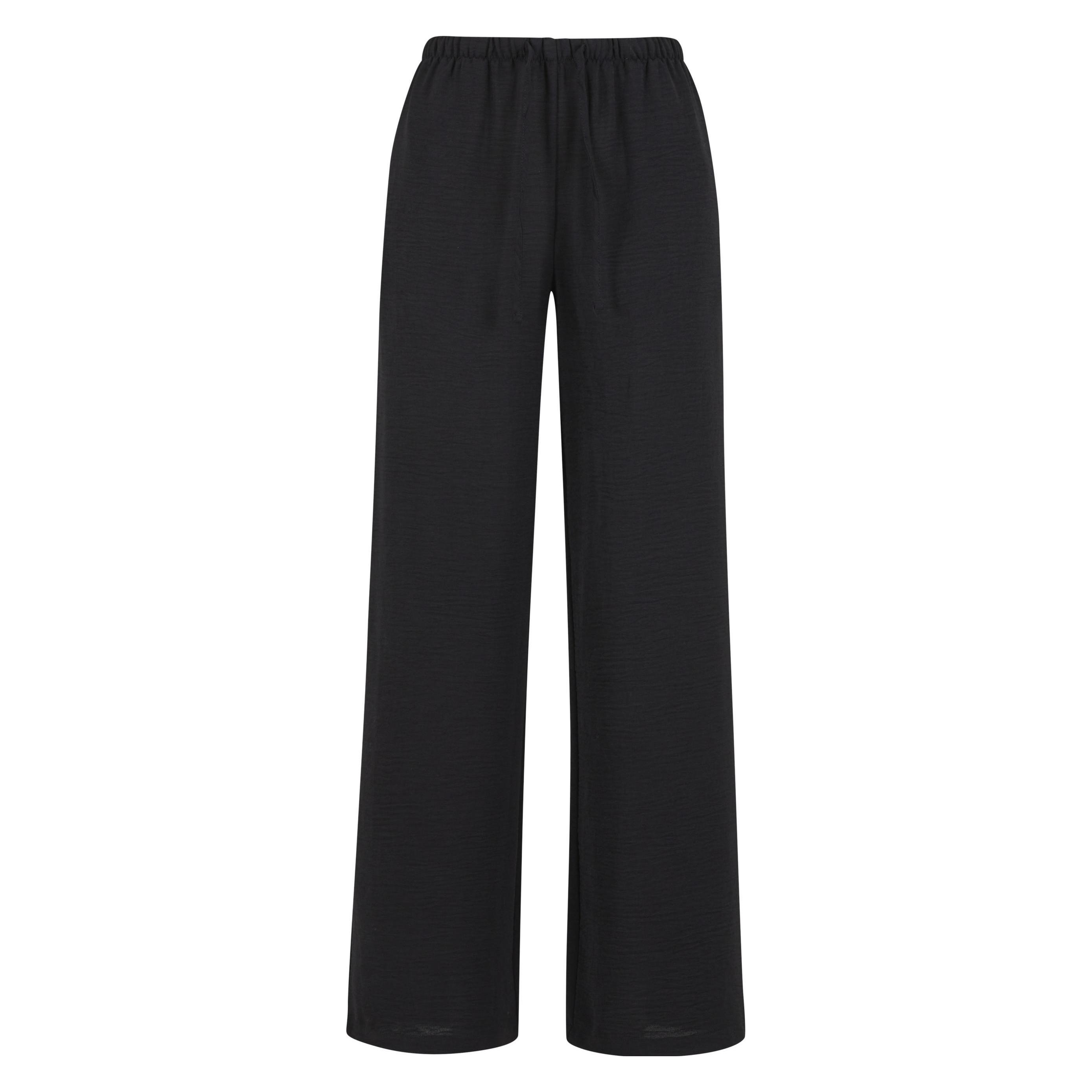 Urban Classics, Damen, Hosen, Ladies Structured Wideleg Pants - 193263, Schwarz, (Xxl)