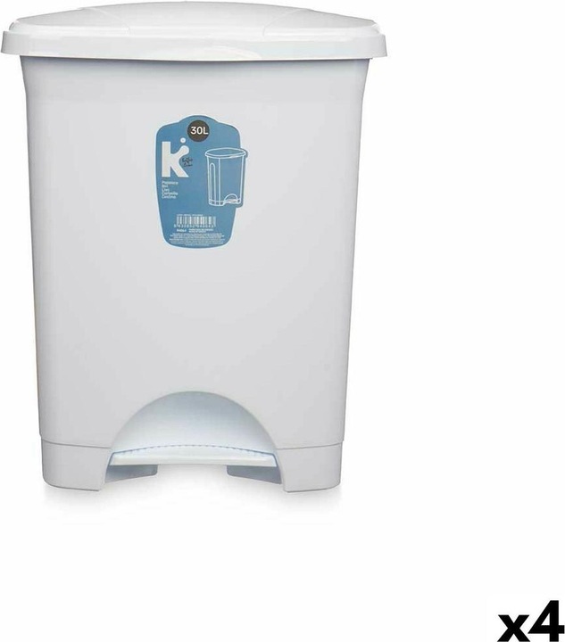 Natec Papierkorb mit Pedal Weiss Kunststoff 30 L (4 Stück) (30 l)