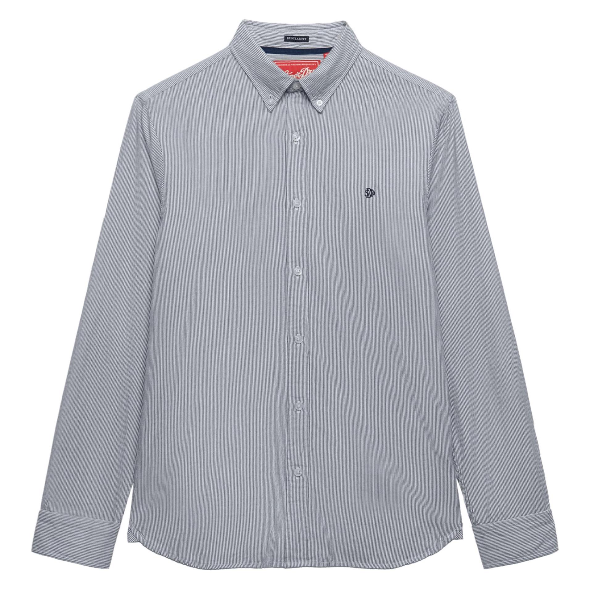 Superdry, Herren, Hemden, Klassisches Oxford-Langarmhemd, Grau, (M)