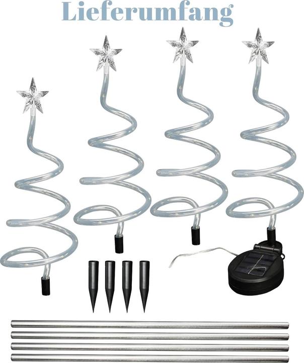 Actual product image Hermex 4er-Set LED Solar-Spiralbaum Lichterkette Weihnachtsdeko Solarleuchte (1.50 m)