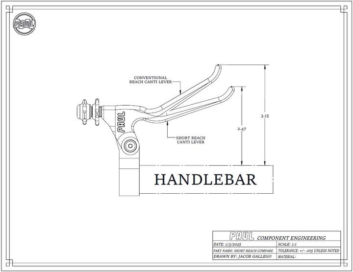Produktbild Paul Component Engineering Paul Component Canti Lever Short Reach Bremshebel, 22.2mm, Paar, silver